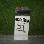 Nazisprüherei in Hamm mit zynischem 'bodycount'. (c) antifaschistisches jugendbbündnis hamm www.haekelclub590.de